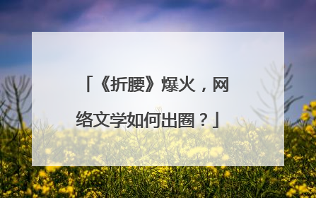 《折腰》爆火，网络文学如何出圈？