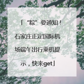 “粽”要通知！石家庄正定国际机场端午出行乘机提示，快来get
