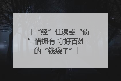 “经”住诱惑“侦”惜拥有 守好百姓的“钱袋子”