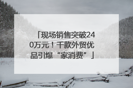 现场销售突破240万元！千款外贸优品引爆“家消费”