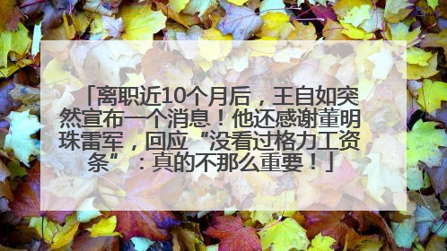 离职近10个月后，王自如突然宣布一个消息！他还感谢董明珠雷军，回应“没看过格力工资条”：真的不那么重要！