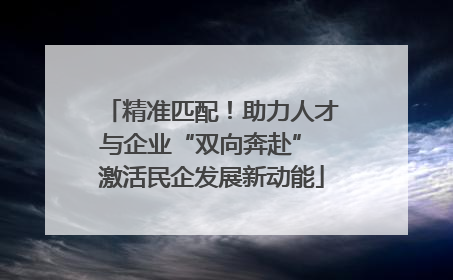 精准匹配！助力人才与企业“双向奔赴” 激活民企发展新动能