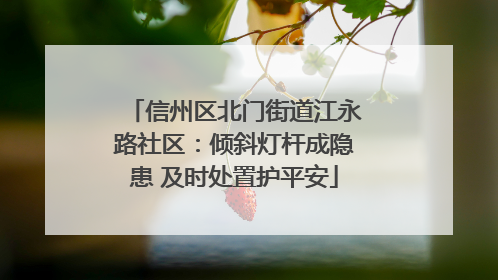 信州区北门街道江永路社区：倾斜灯杆成隐患 及时处置护平安