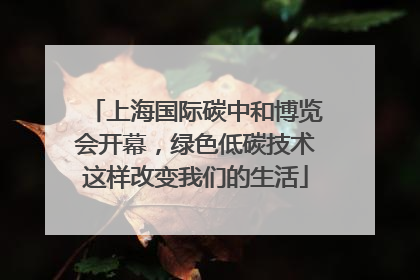 上海国际碳中和博览会开幕，绿色低碳技术这样改变我们的生活