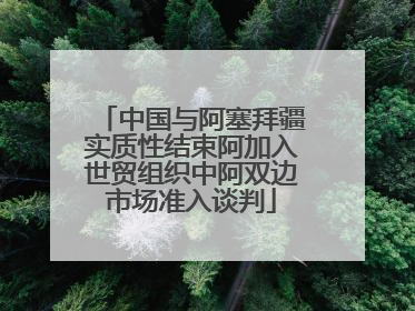 中国与阿塞拜疆实质性结束阿加入世贸组织中阿双边市场准入谈判