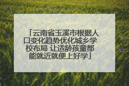 云南省玉溪市根据人口变化趋势优化城乡学校布局 让适龄孩童都能就近就便上好学