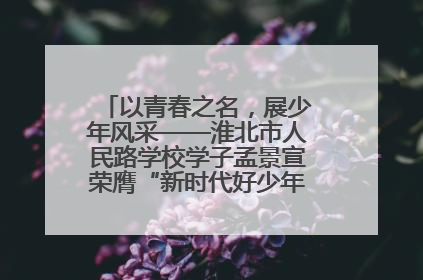 以青春之名，展少年风采——淮北市人民路学校学子孟景宣荣膺“新时代好少年”荣誉称号