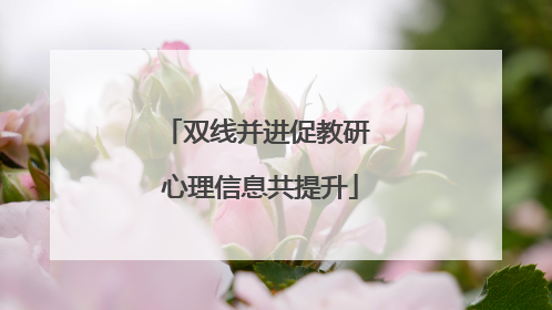 双线并进促教研 心理信息共提升