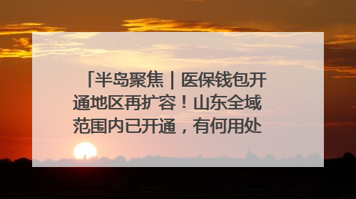 半岛聚焦｜医保钱包开通地区再扩容！山东全域范围内已开通，有何用处？如何操作？速戳→