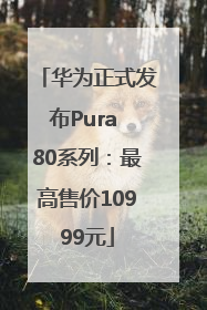 华为正式发布Pura 80系列：最高售价10999元