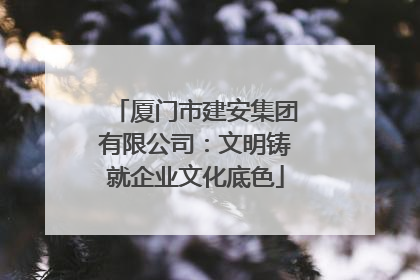 厦门市建安集团有限公司：文明铸就企业文化底色