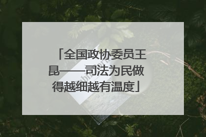 全国政协委员王昆——司法为民做得越细越有温度