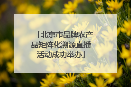 北京市品牌农产品矩阵化溯源直播活动成功举办