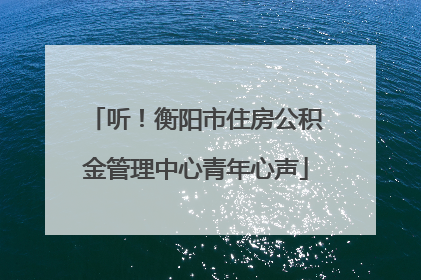 听！衡阳市住房公积金管理中心青年心声