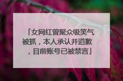 女网红曾聚众吸笑气被抓，本人承认并道歉，目前账号已被禁言