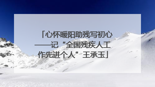 心怀暖阳助残写初心——记“全国残疾人工作先进个人”王承玉