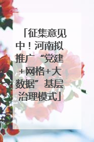 征集意见中！河南拟推广“党建+网格+大数据”基层治理模式