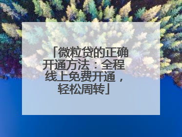 微粒贷的正确开通方法：全程线上免费开通，轻松周转