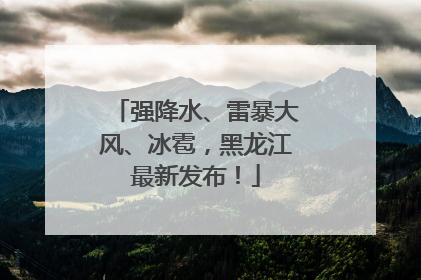 强降水、雷暴大风、冰雹，黑龙江最新发布！