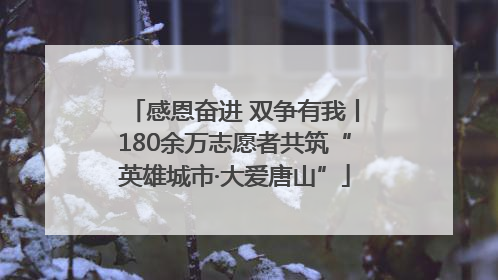 感恩奋进 双争有我丨180余万志愿者共筑“英雄城市·大爱唐山”