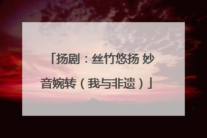 扬剧：丝竹悠扬 妙音婉转（我与非遗）