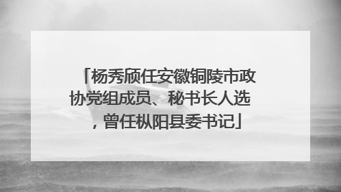杨秀颀任安徽铜陵市政协党组成员、秘书长人选，曾任枞阳县委书记