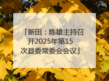 新田：陈雄主持召开2025年第15次县委常委会会议