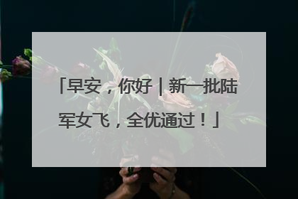 早安，你好｜新一批陆军女飞，全优通过！