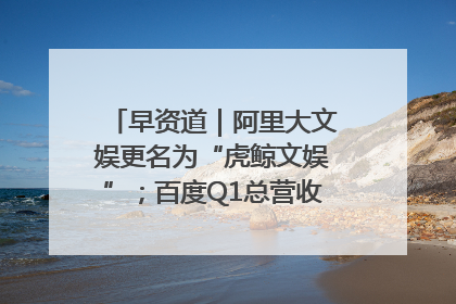 早资道｜阿里大文娱更名为“虎鲸文娱”；百度Q1总营收325亿元超预期