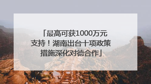 最高可获1000万元支持！湖南出台十项政策措施深化对德合作