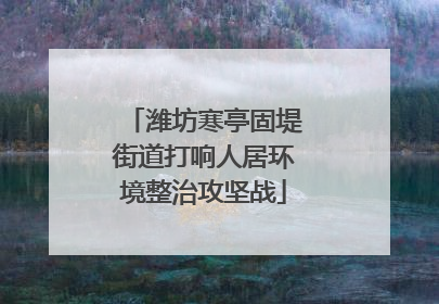 潍坊寒亭固堤街道打响人居环境整治攻坚战