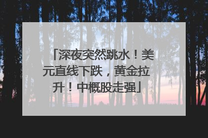深夜突然跳水！美元直线下跌，黄金拉升！中概股走强