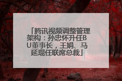 腾讯视频调整管理架构：孙忠怀升任BU董事长，王娟、马延琨任联席总裁