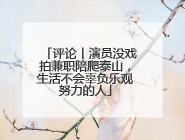 评论丨演员没戏拍兼职陪爬泰山，生活不会辜负乐观努力的人