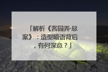 解析《酱园弄·悬案》：造型暗语背后，有何深意？