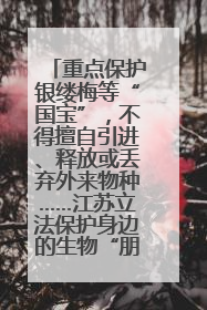 重点保护银缕梅等“国宝”，不得擅自引进、释放或丢弃外来物种……江苏立法保护身边的生物“朋友圈”