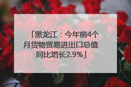 黑龙江：今年前4个月货物贸易进出口总值同比增长2.9%