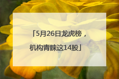 5月26日龙虎榜，机构青睐这14股
